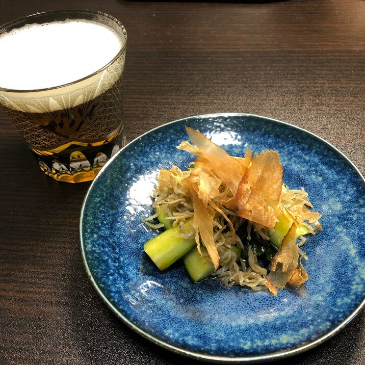 胡瓜のちりめんごま油和へ